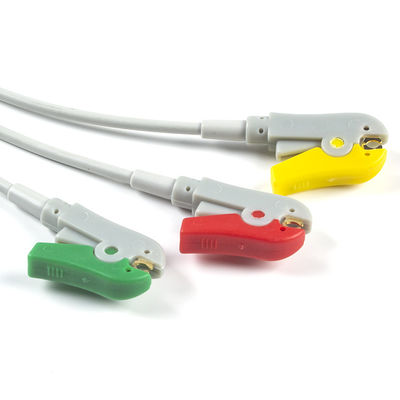 Cáp điện tâm đồ AAMI 6Pin và dây dẫn 3 đầu nối cáp IEC kẹp chì Cáp điện tâm đồ