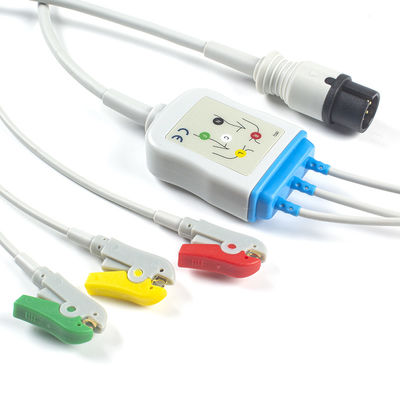 Cáp điện tâm đồ AAMI 6Pin và dây dẫn 3 đầu nối cáp IEC kẹp chì Cáp điện tâm đồ