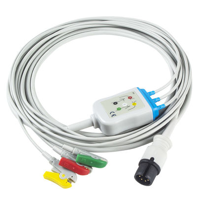 Cáp điện tâm đồ AAMI 6Pin và dây dẫn 3 đầu nối cáp IEC kẹp chì Cáp điện tâm đồ