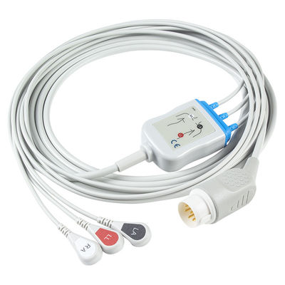 Cáp P-hilips 8Pin ECG và dây dẫn 3Lead M1735A Snap ECG Cable