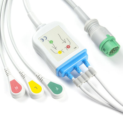 Mindray Datascope 040-000966-00 EA6232A Cáp ECG và dây dẫn Đầu nối 12 chân Cáp ECG 3 dây dẫn IEC snap