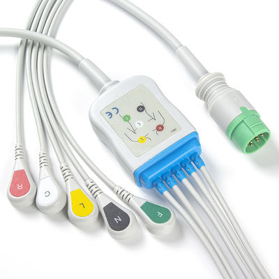 Cáp điện tâm đồ Mennen và dây dẫn 5 đầu nối IEC Clip 12Pin Cáp điện tâm đồ