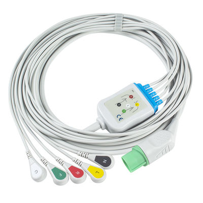 Nihon Kohden TEC-7631C Cáp điện tâm đồ và dây dẫn Đầu nối 11 chân Cáp điện tâm đồ 5 dây dẫn IEC Snap