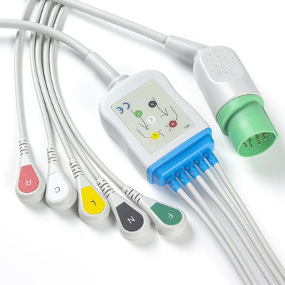 Nihon Kohden TEC-7631C Cáp điện tâm đồ và dây dẫn Đầu nối 11 chân Cáp điện tâm đồ 5 dây dẫn IEC Snap