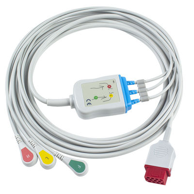 Bionet Mẫu mới Cáp điện tâm đồ BM3 BM5 và dây dẫn Kẹp điện tâm đồ Cáp 3 đầu nối IEC 12 chân
