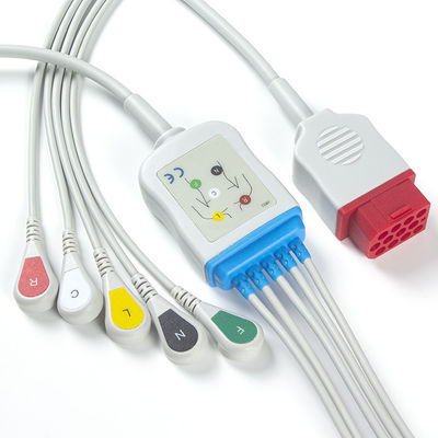 Bionet Mới BM3 BM5 BM7 5 Cáp điện tâm đồ đầu và dây dẫn Chụp cáp điện tâm đồ IEC 12 chân