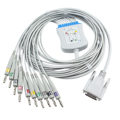 Cáp trung kế Nihon Kohden Ekg BA-902D ECG-FD07 ECG-9010K Dây dẫn 15 chân IEC Banana 4.0