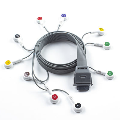 Xám 10 chì ECG Holter cáp tương thích với Edan Biomedical Instrument IEC Snap