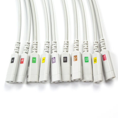 Chất dẫn EKG được điều khiển tương thích với dây chằng chẩn đoán EKG không có latex 10Lead IEC Grabber