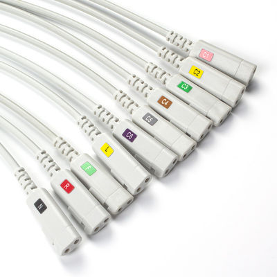 Chất dẫn EKG được điều khiển tương thích với dây chằng chẩn đoán EKG không có latex 10Lead IEC Grabber