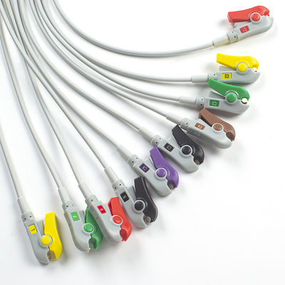 Chất dẫn EKG được điều khiển tương thích với dây chằng chẩn đoán EKG không có latex 10Lead IEC Grabber