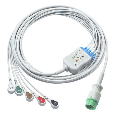 Xám tương thích IVY 5Lead ECG Cable AHA Snap 1m 3.0 đường kính