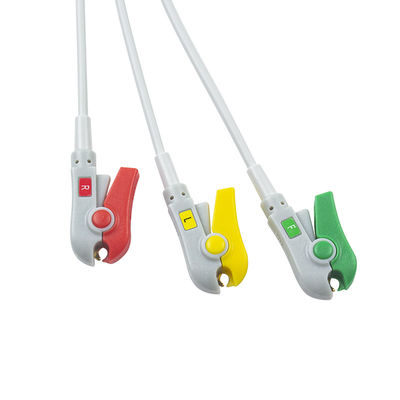1m 3.0 đường kính Cáp ECG bán hoàn thành 3Lead IEC Grabber không có đầu nối Với thời hạn sử dụng 24 tháng