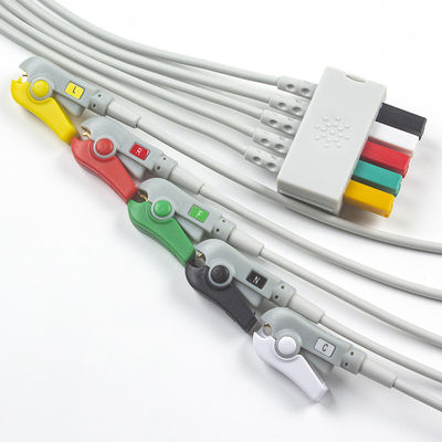 Siemens Cáp bệnh nhân ECG 5 chì Siemens IEC Grabber ECG chì cho người lớn hoặc trẻ em màu xám