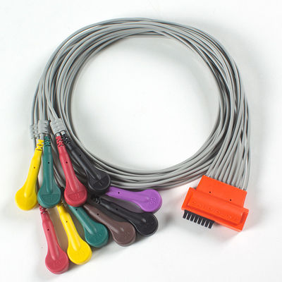 Khớp với tim mạch cảm ứng ECG 10Lead ECG Cable IEC Snap với Xám và Cam TPU