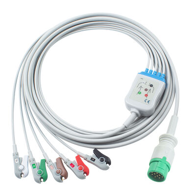 Cáp và dây dẫn ECG Emtel Fx2000 Đầu nối 12 chân Cáp ECG 3 5 Chì Kẹp Giữ IEC AHA