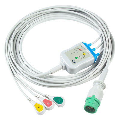 Cáp và dây dẫn ECG Emtel Fx2000 Đầu nối 12 chân Cáp ECG 3 5 Chì Kẹp Giữ IEC AHA