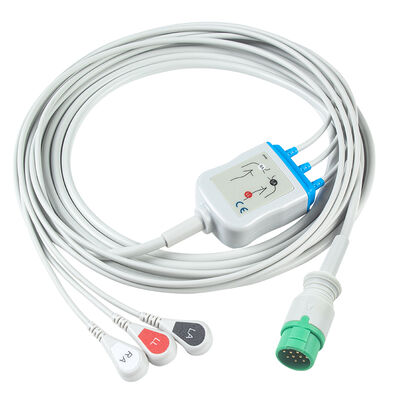 Cáp và dây dẫn ECG Emtel Fx2000 Đầu nối 12 chân Cáp ECG 3 5 Chì Kẹp Giữ IEC AHA