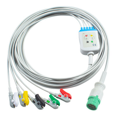 Cáp và dây dẫn ECG Emtel Fx2000 Đầu nối 12 chân Cáp ECG 3 5 Chì Kẹp Giữ IEC AHA