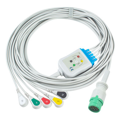 Cáp và dây dẫn ECG Emtel Fx2000 Đầu nối 12 chân Cáp ECG 3 5 Chì Kẹp Giữ IEC AHA