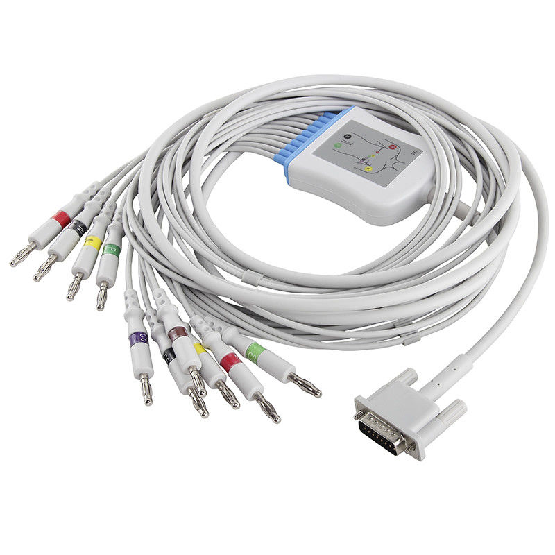 P-hilips Cáp HP EKG M2461A M3702C 989803175901 Cáp EKG và dây dẫn 15 chân IEC Banana 4.0