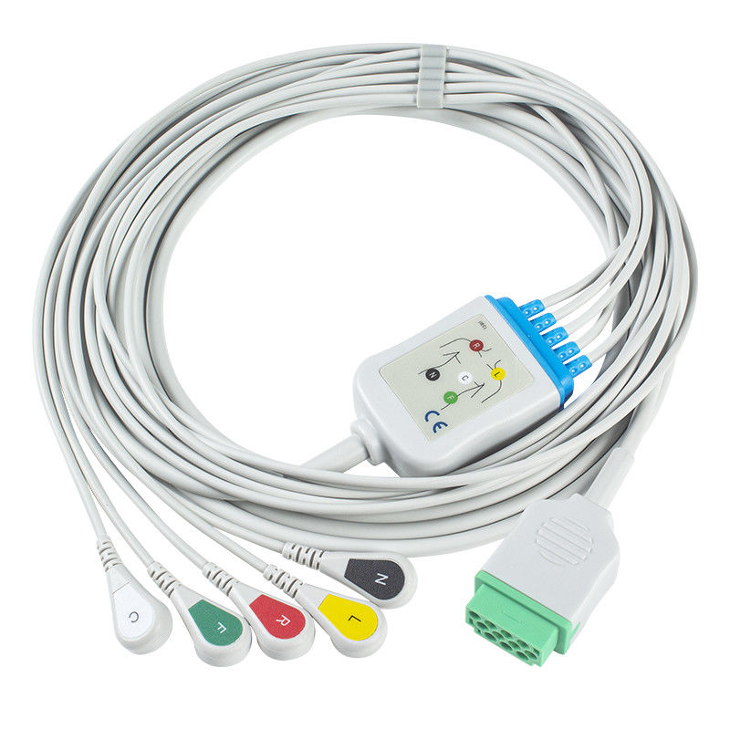 GE Marquette CBM-05NA-10AS-0001 Cáp điện tâm đồ và dây dẫn 5 Dây dẫn IEC snap Đầu nối 11 chân Cáp điện tâm đồ