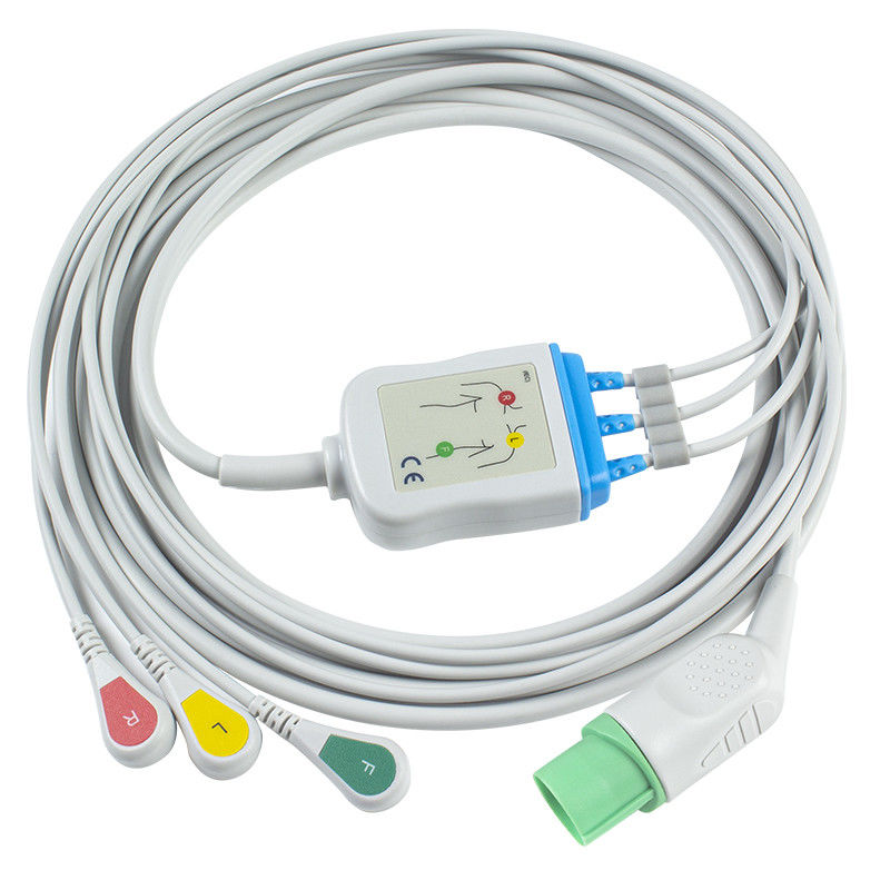 Mindray Datascope 040-000966-00 EA6232A Cáp ECG và dây dẫn Đầu nối 12 chân Cáp ECG 3 dây dẫn IEC snap