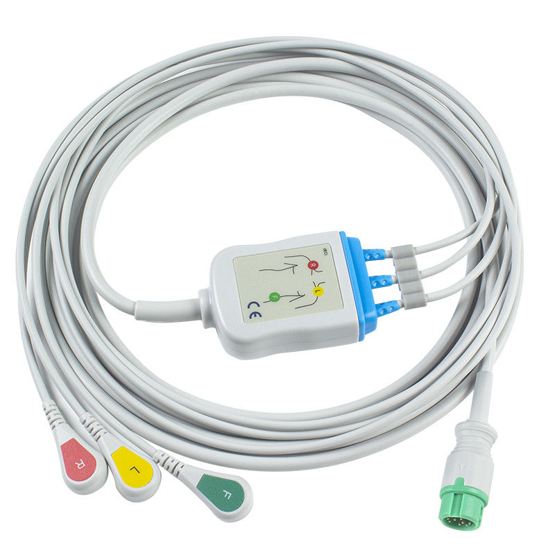 Cáp và dây dẫn điện tâm đồ Nihon Kohden CB-72353P Đầu nối 11 chân OEC-6102A Cáp điện tâm đồ 3 đầu cắm IEC