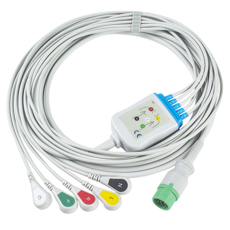 Cáp điện tâm đồ Mennen và dây dẫn 5 đầu nối IEC Clip 12Pin Cáp điện tâm đồ