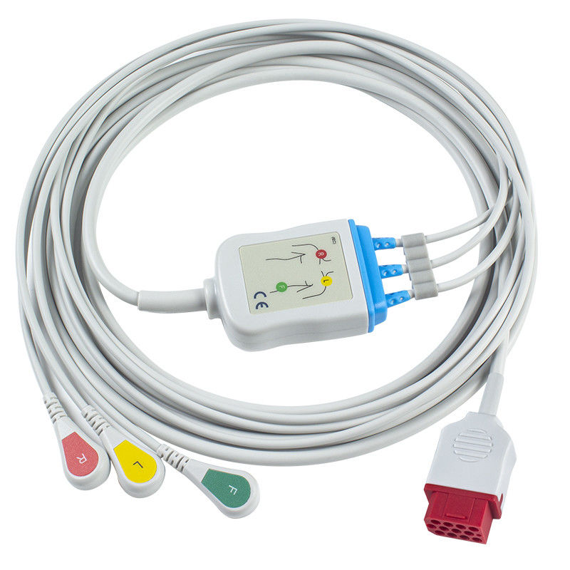 Bionet Mẫu mới Cáp điện tâm đồ BM3 BM5 và dây dẫn Kẹp điện tâm đồ Cáp 3 đầu nối IEC 12 chân