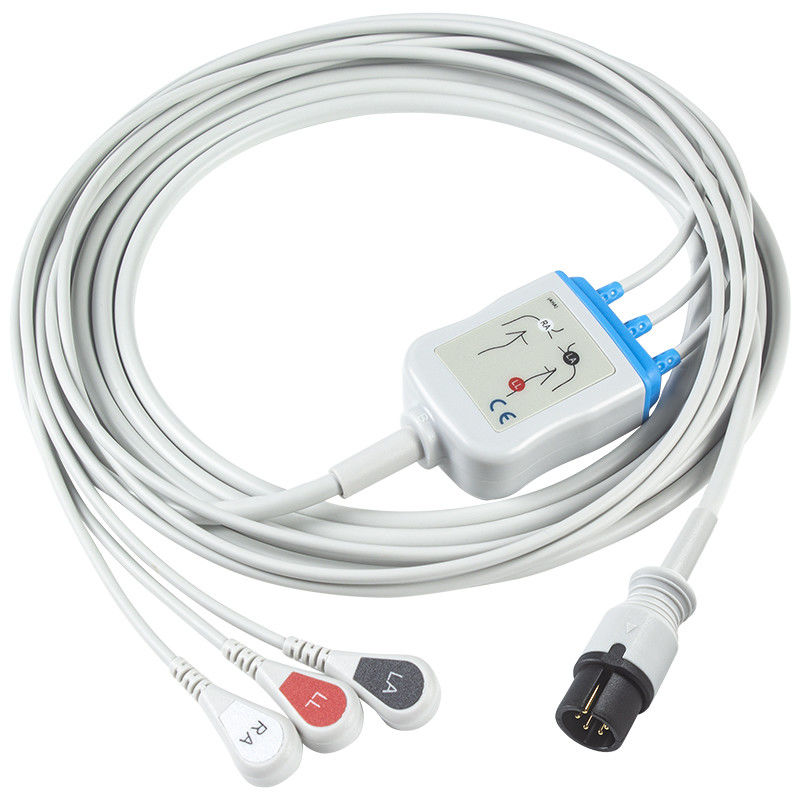 Edan tương thích trực tiếp kết nối ECG cáp và dây dẫn 6pin AAMI phổ quát 3Lead AHA Snap