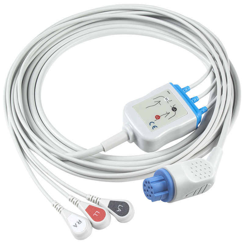 Đối với Datex Ohmeda tương thích trực tiếp kết nối cáp ECG và dây dẫn 3Lead AHA Snap