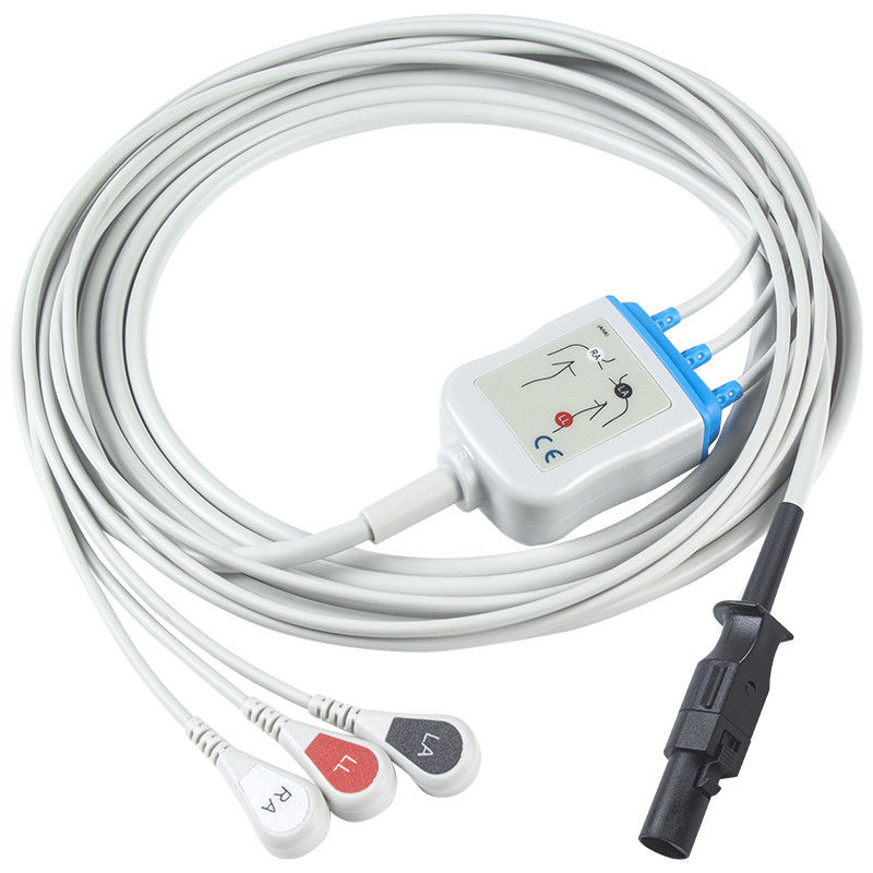 Đối với Welch Allyn tương thích Aha Iec ECG Cable 008-0880-00 3 Lead Aha Snap