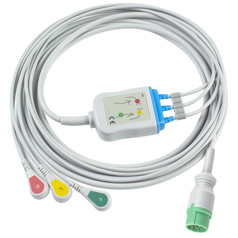 Đối với Schiller tương thích ECG cáp và dây dẫn trực tiếp kết nối 3 dẫn IEC Snap
