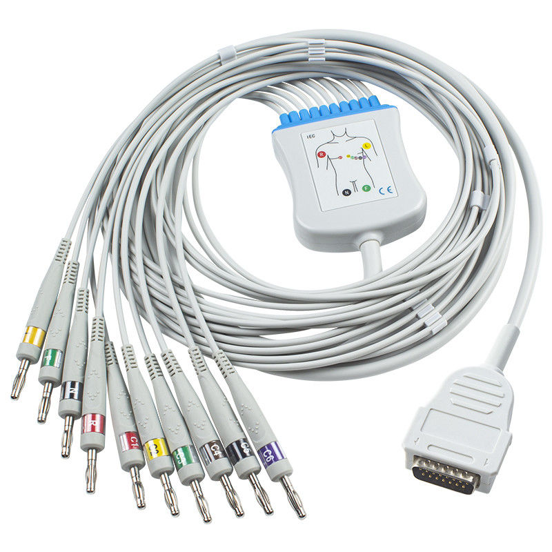 Mortara Burdick Cáp EKG kết nối trực tiếp 012-0844-01 Eclipse 400 Atria 3100 Premier IEC Banana 4.0 7704 Cáp EKG 10 dây dẫn