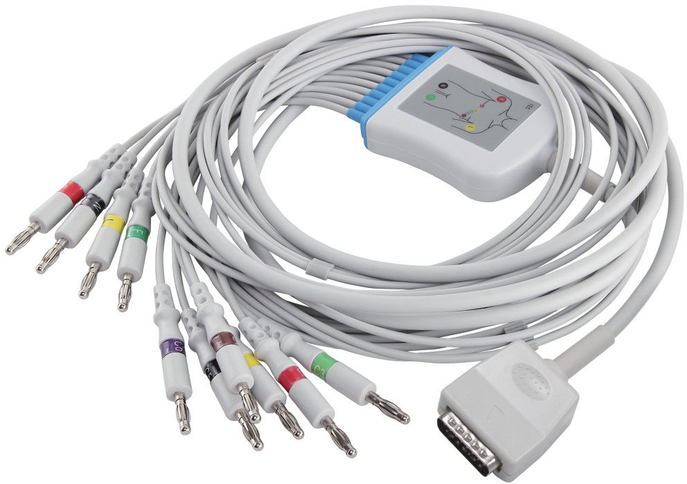 Nihon Kohden 45502-NK Cáp EKG Cáp Q-Stress ECG EKG cho 5151A 5403A BSM-6501A và đầu nối dây dẫn IEC 4.0 Banana