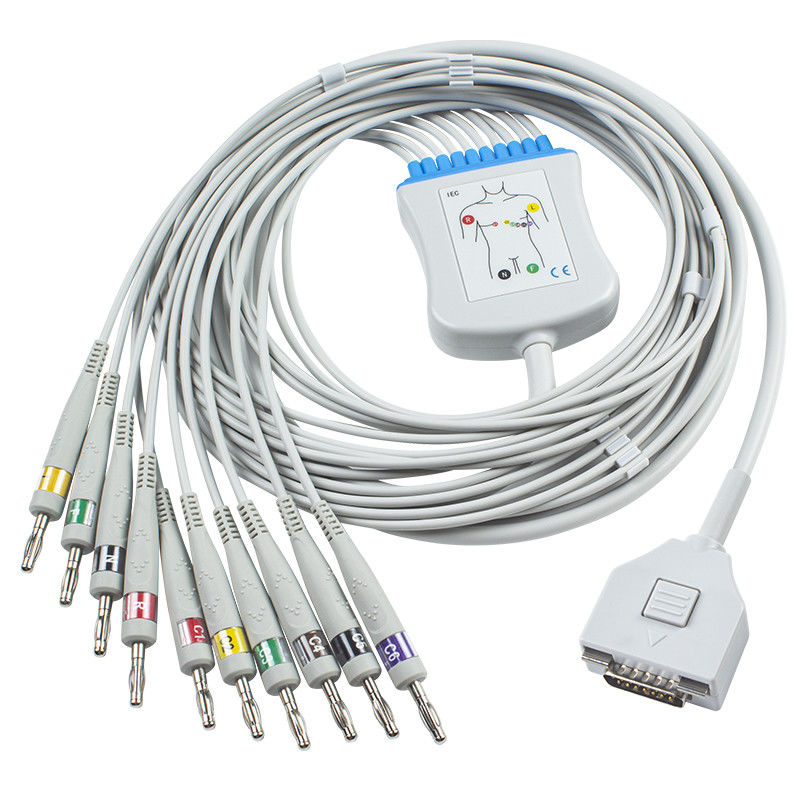 Cáp Fukuda ME EKG KP-500 KP-500D Cardisuny Cáp theo dõi bệnh nhân EKG 10 dây dẫn Đầu nối IEC Banana 4.0