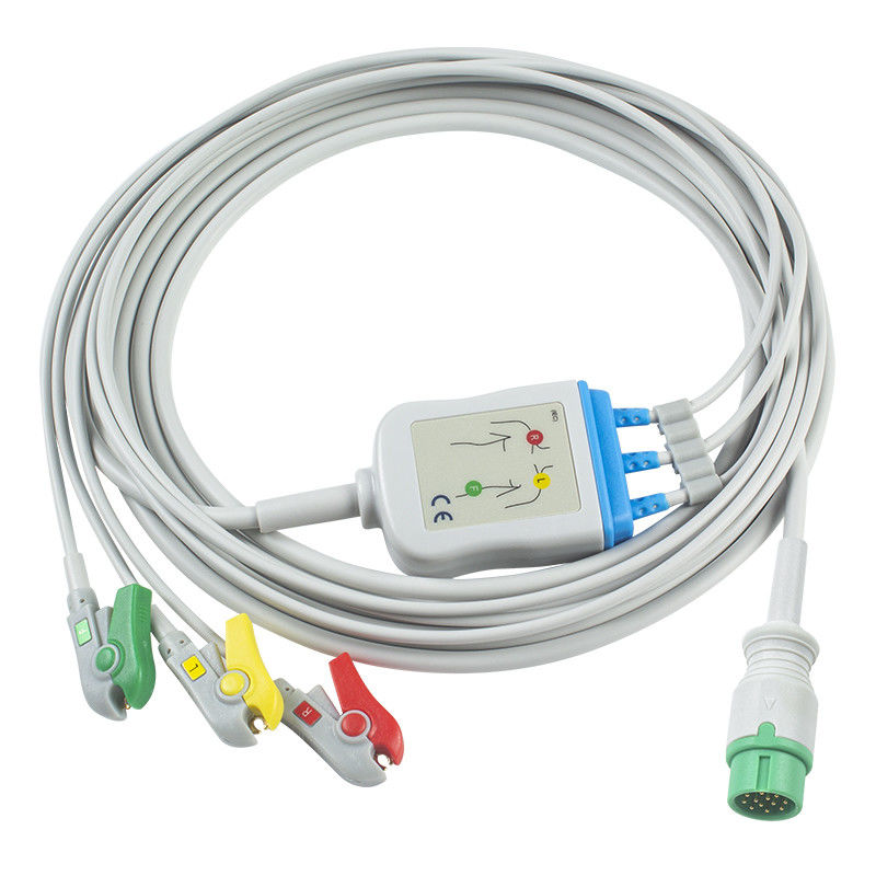 Đối với Biolight Q3 Cáp ECG cho Biolight Q5 A Q S Series 3 Lead IEC Grabber In Oximax Tech