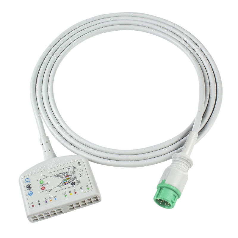 TPU Dynascope DS-5100E 12Pin ECG Cable bệnh nhân 10Lead cho người lớn / nhi khoa tương thích