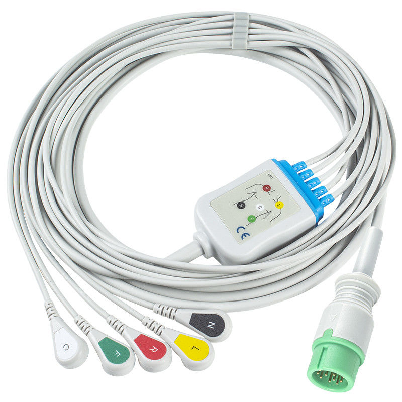 Cáp ECG tương thích 5 dẫn cho Medetec Heart Monitor ECG Anh IEC Snap