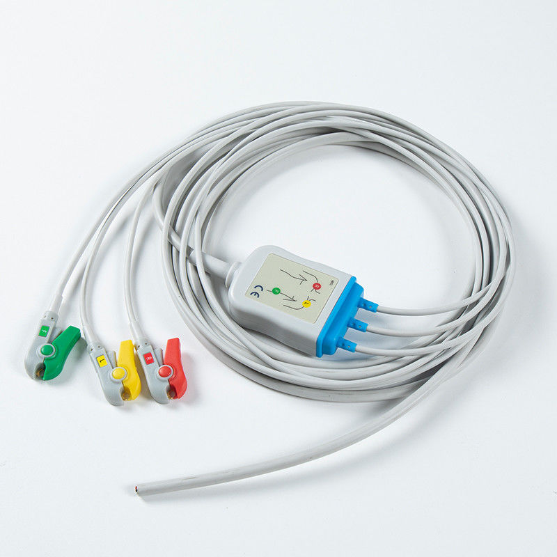 1m 3.0 đường kính Cáp ECG bán hoàn thành 3Lead IEC Grabber không có đầu nối Với thời hạn sử dụng 24 tháng