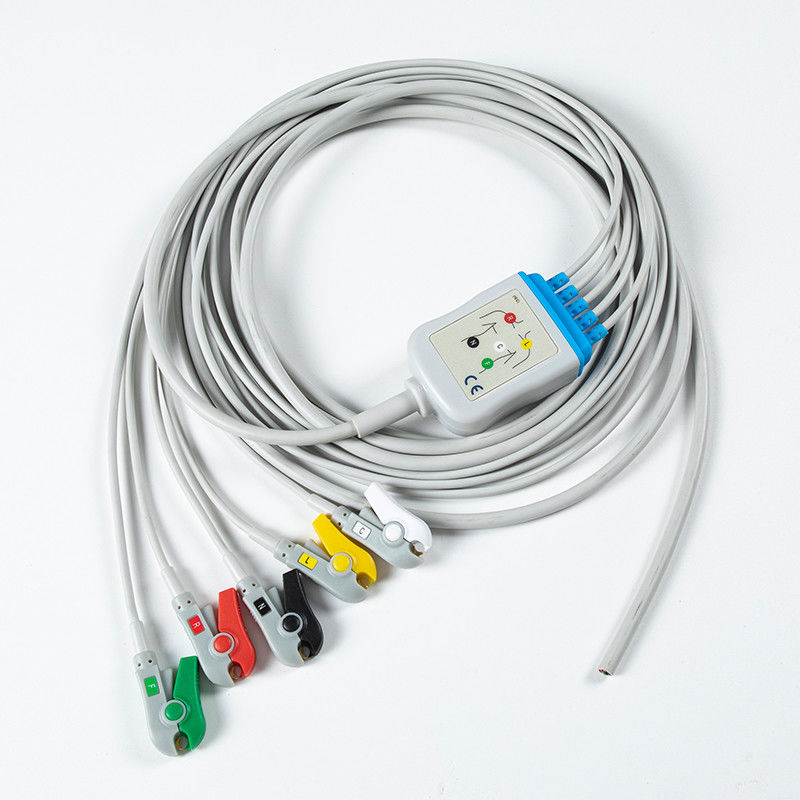 Cáp ECG bán hoàn thành không có đầu nối 5Lead ECG Grabber IEC 2.5m 5.0 đường kính