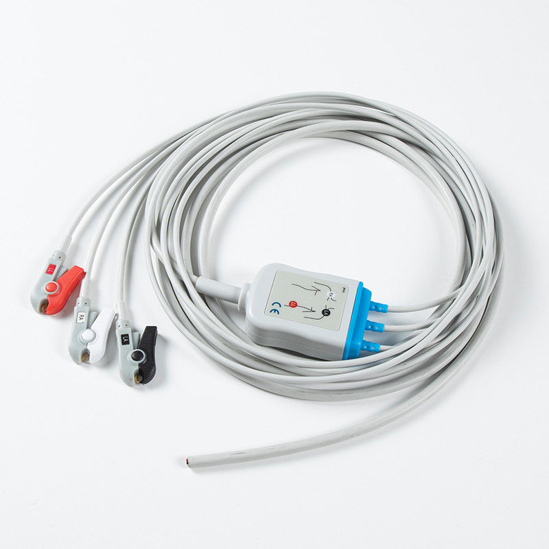 Các bộ phận ECG 3 Chốt AHA Grabber ECG Cable Assembly Thiết kế bền 24 tháng Thời hạn sử dụng