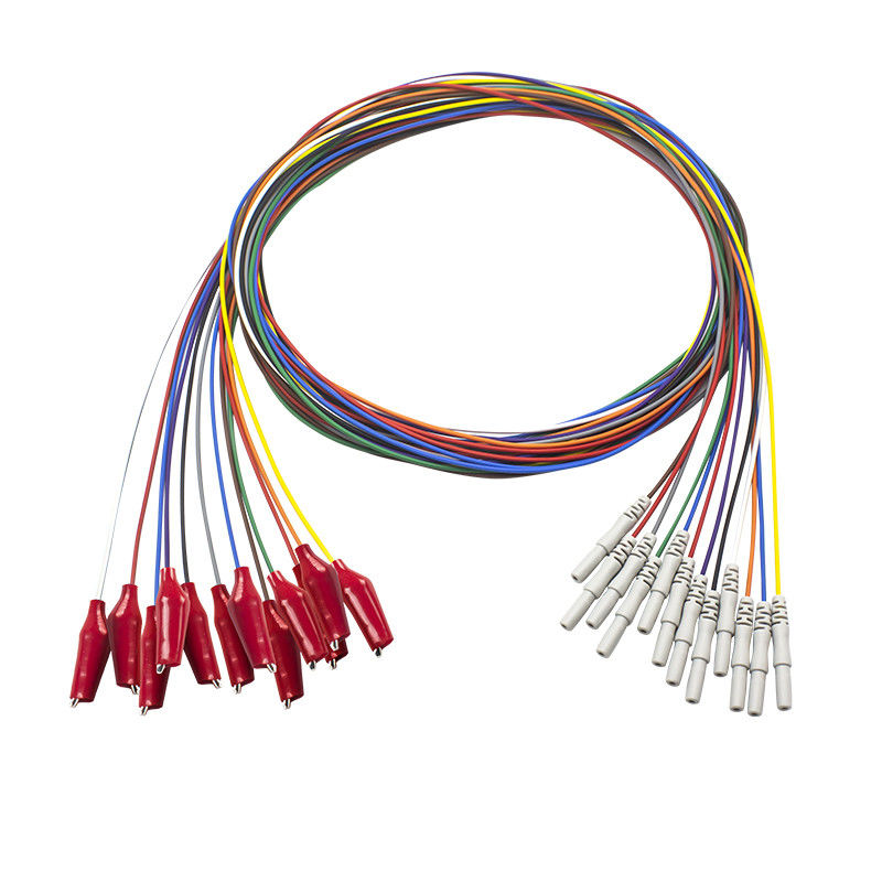 Dụng cụ kẹp kiểu Din 1,5mm có vỏ ngoài mềm Kẹp cá sấu Điện cực EEG Mạ vàng EEG EMG Leadwires Điện cực