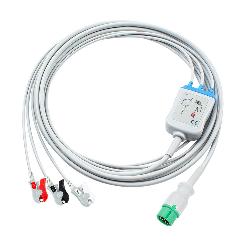 Yonker 12Pin E12 Cáp ECG trực tiếp Cáp ECG và dây dẫn 3Lead AHA IEC
